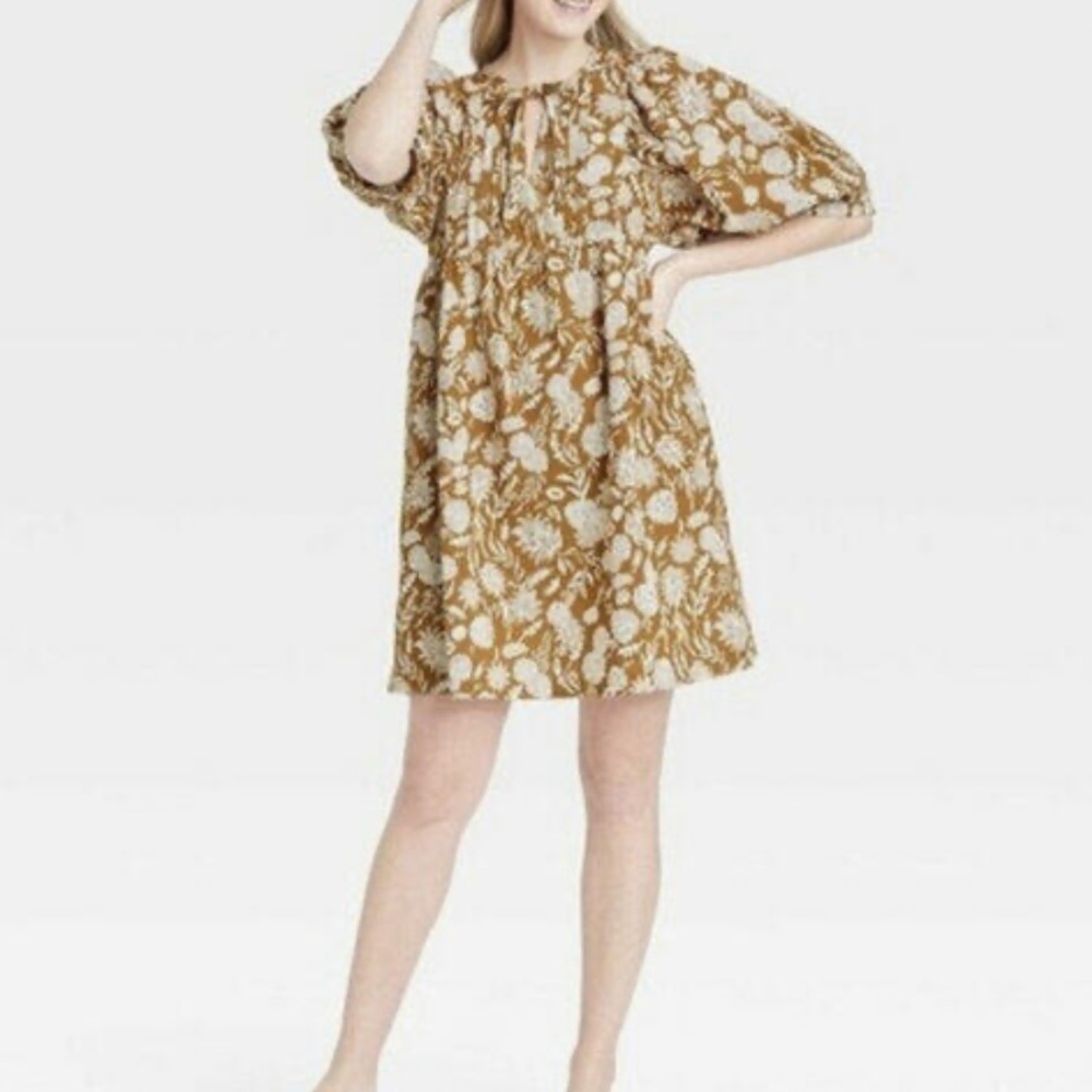 42. Universal Thread Dark Yellow Floral Mini Dress